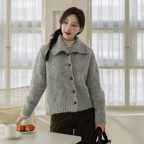 Melow Wool Boucle Highneck Cardigan