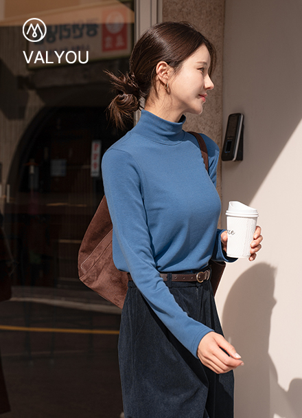 [valyou] Basic Span half-turtleneck fleece lined T-shirt Korea