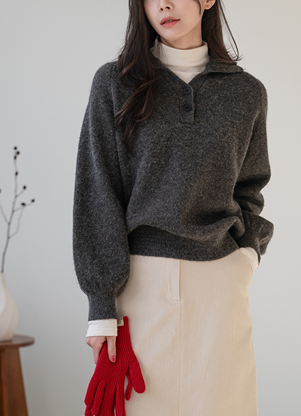 Ash Collar Neck Wool Knitwear Korea