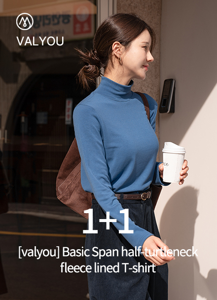 [1+1] [valyou] Basic Span half-turtleneck fleece lined T-shirt Korea