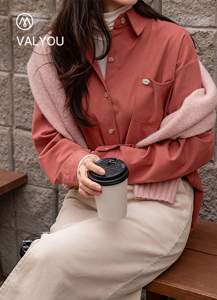 [valyou] Hazel Peach Pocket Shirt Korea