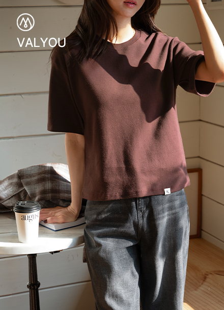 [valyou] Thick Peach Incision Short-sleeve T-shirt Korea