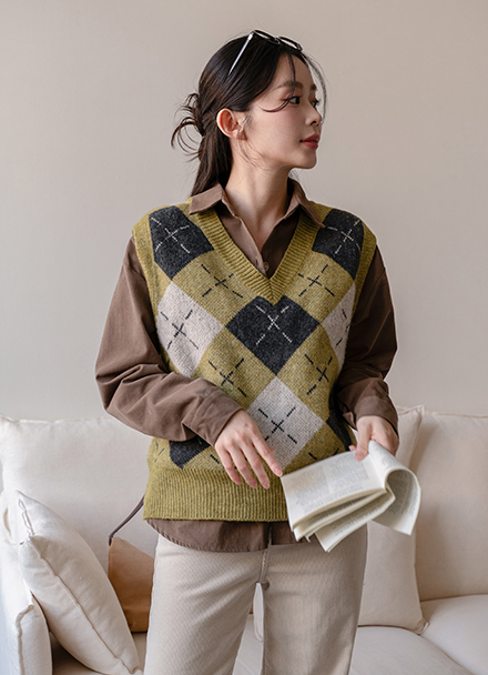 Sophie Argyll Knitwear Vest Korea