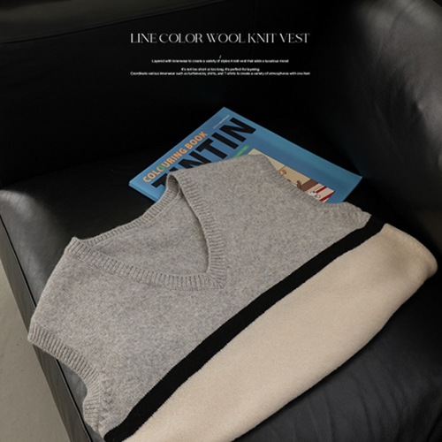 [Special Sale] Line Color Matching Wool Knitwear Vest