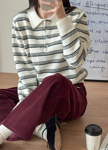 Phase Stripe Collar Knitwear Korea