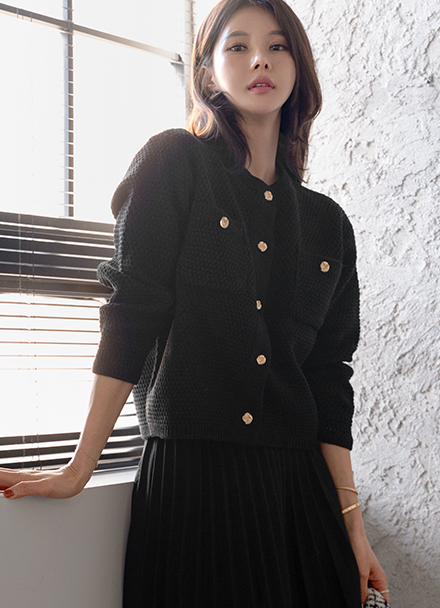 Carrie Gold Button Cardigan Korea