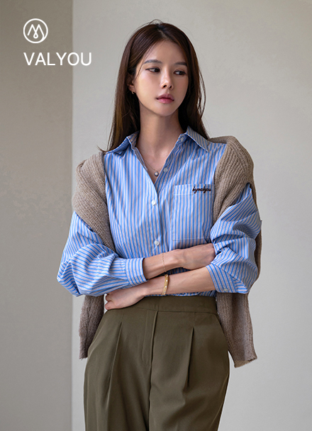 [valyou] Color Matching Stripe Shirt Korea