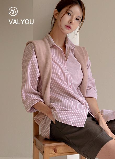 [valyou] Mix Patterns Stripe Shirt Korea