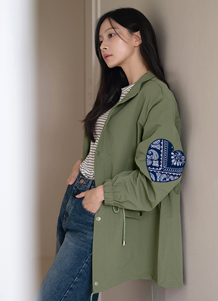 Paisley Heart Patch Bomber Jacket Korea