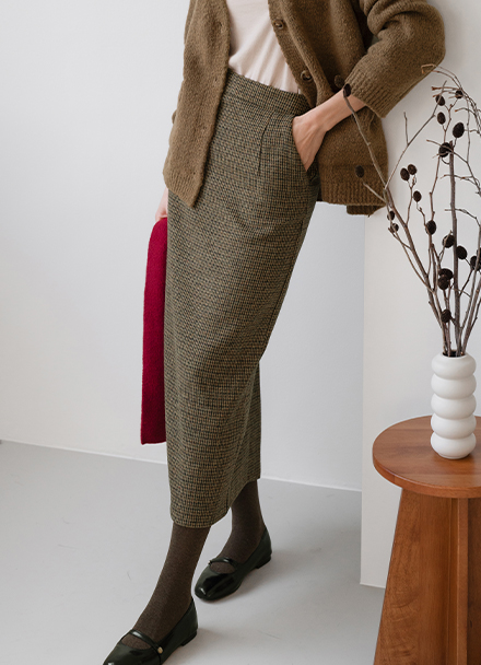 Stila Checkered Back Slit Skirt Korea