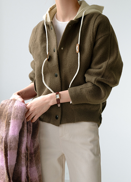 Knit Hood Mink Jumper Korea