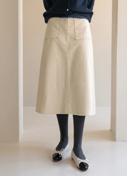 Corduroy fleece lined Banding Skirt Korea