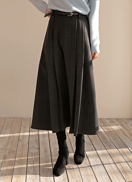 Pleats Back banding Belt Skirt Korea