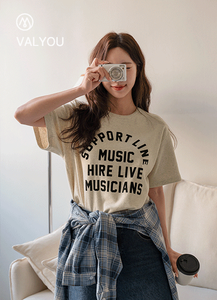 [valyou] Peach 레터링 Short-sleeve T-shirt Korea
