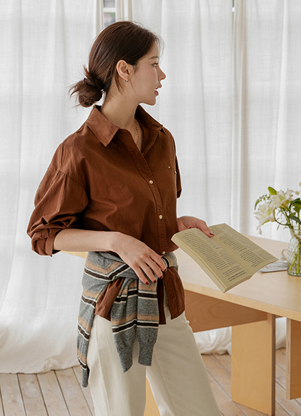 Vivid Autumn Embroidery Shirt Korea