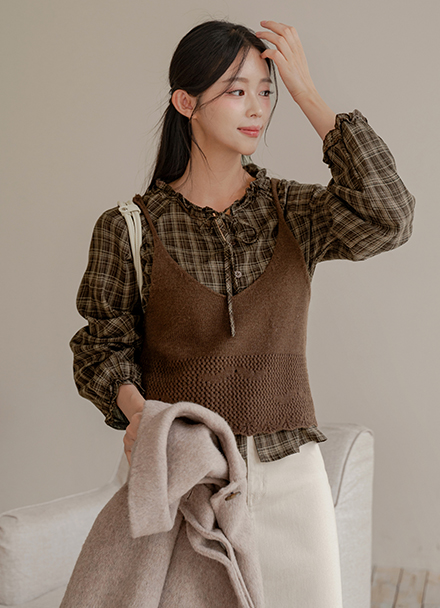 Knuts Check Bustier Set Korea