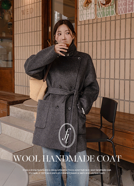 Platte Highneck Wool Handmade Coat Korea