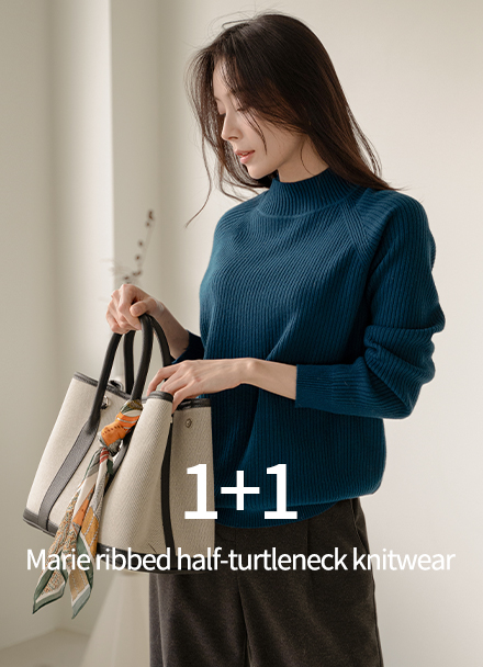 [1+1] Marie ribbed half-turtleneck knitwear Korea