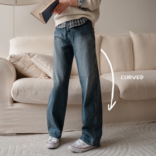 Roy Curved Wide Denim Pants