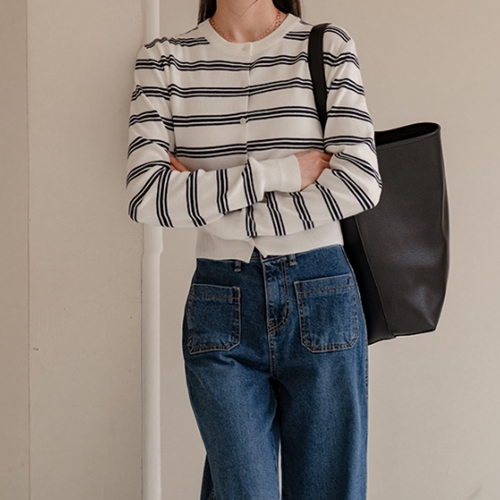 Spring Horizontal Striped Pastel Cardigan