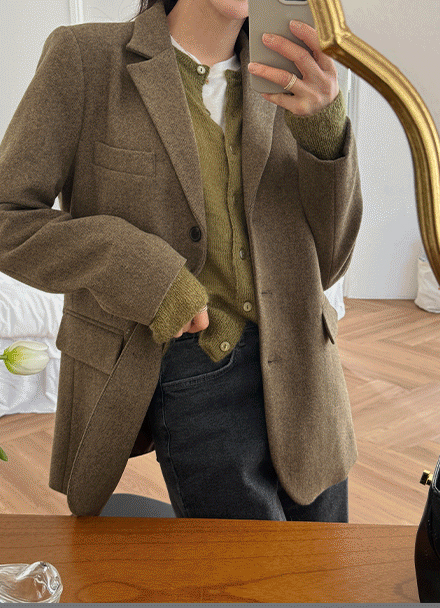 Need Herringbone Wool Single Jacket Korea