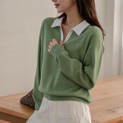 Pendant Slit Color Matching Knitwear