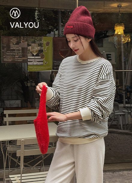 [valyou] Mile 택 horizontal striped sweatshirt Korea