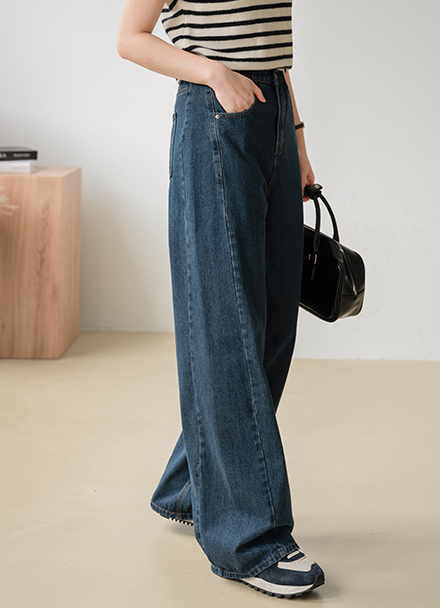 AB Wide Incision Denim Pants Korea
