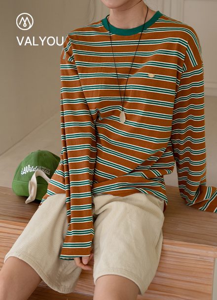 [valyou] Newtro Multi Stripe T-shirt Korea