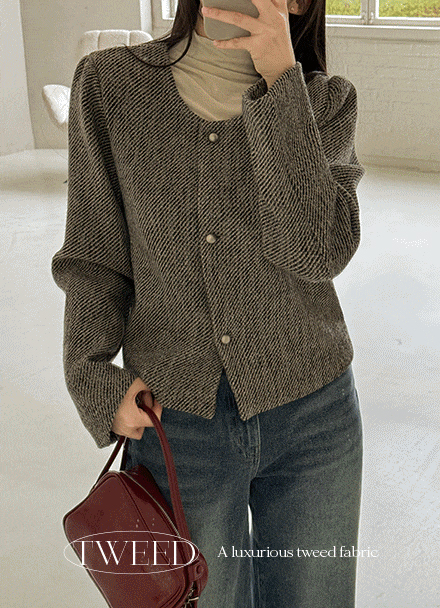 Dear Bean Button Tweed Jacket Korea
