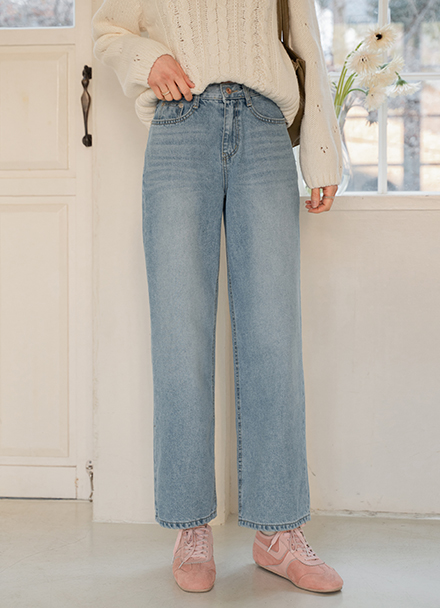 Jeans Riosell Straight 9quarter Length Denim Banding Pants Korea