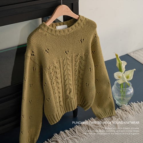 Punching Twiddle Wool Round Knitwear