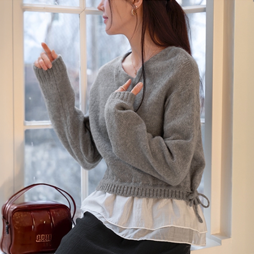 Fairy Frill Layered Wool Round Knitwear