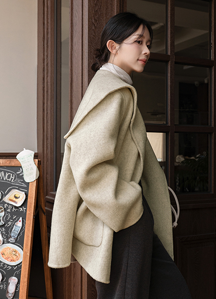 Nonce Shawl Handmade Wool Coat Korea