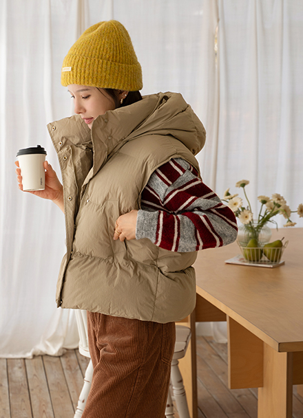 Inside String Hoodie Padding Vest Korea