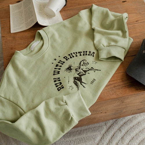 Run Cow Girl Printed Sweatshirt