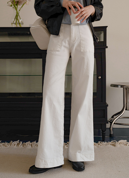 Pocket Span Wide Boot Cut Pants Korea