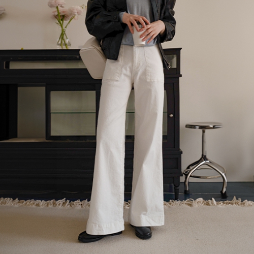 Pocket Span Wide Boot Cut Pants