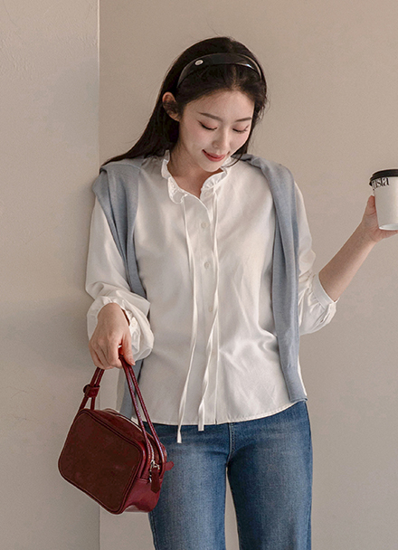 Wendy Ribbon Frill Blouse Korea