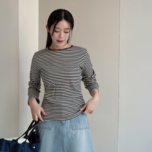 Almond Stripe Corrugated T-shirt