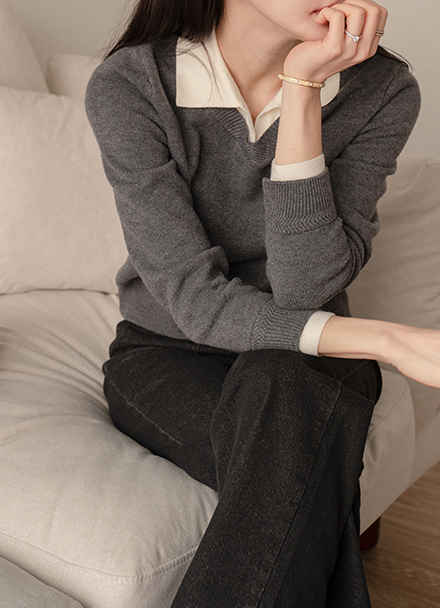 Of Bay Collar Knitwear Korea