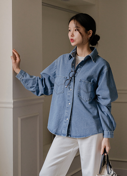Over Pocket Denim Shirt Korea
