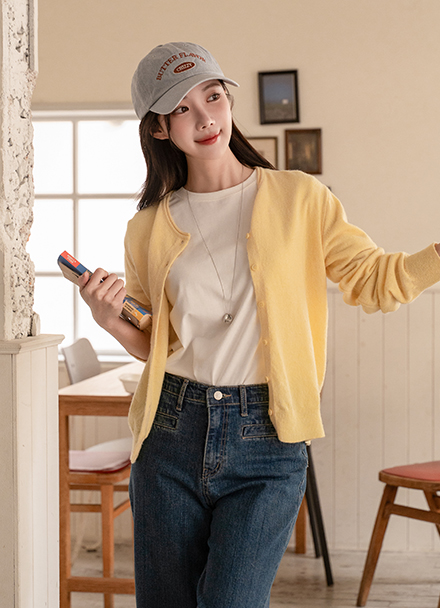 Joy Round Wool Knitwear Cardigan Korea