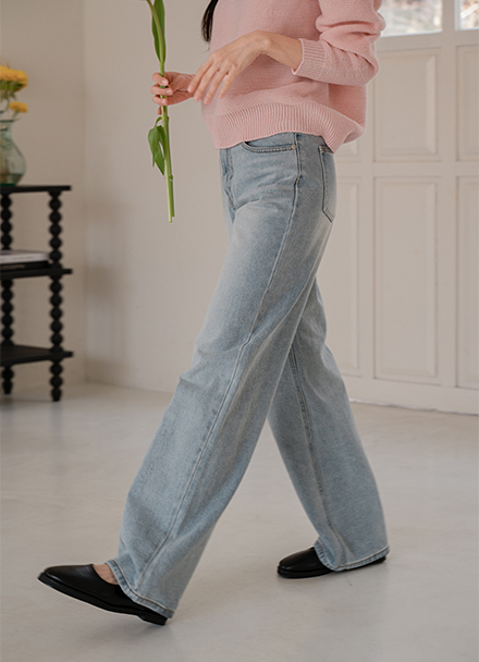 Wish Wide Long Denim Pants Korea