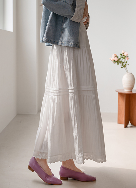 Wendy Banding Frill Long Skirt Korea