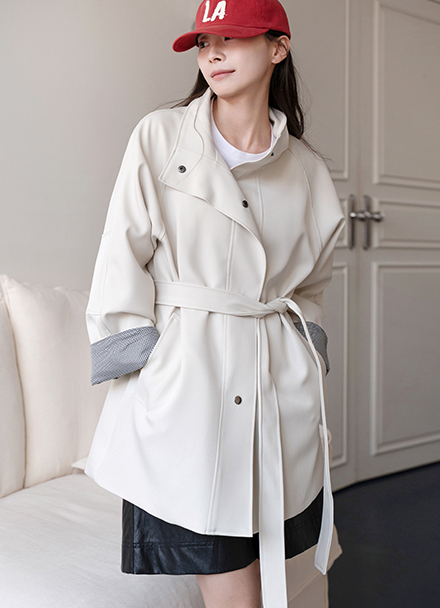 Eiffel Check Color Matching Block Half Jacket Korea