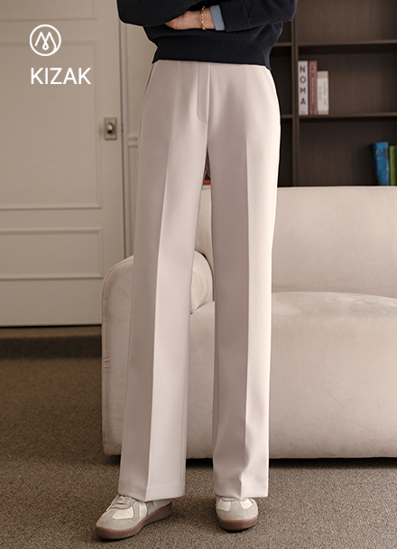 Kku-ahn-kku Banding Pants 2ver (Straight Wide) Korea