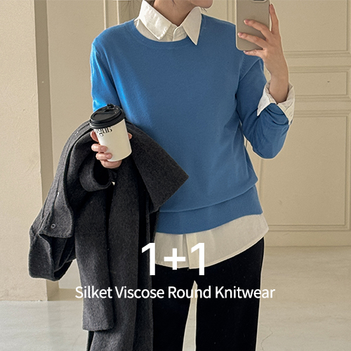[1+1] Silket Viscose Round Knitwear