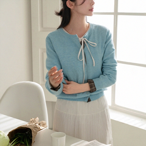 Check Color Matching Round Cardigan