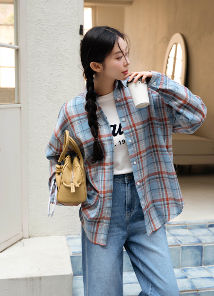 Block Multi Check ST Shirt Korea